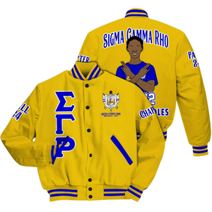 Sigma แจ็กเก็ต Gamma Rho 1922ความภูมิใจในราชวงศ์ sgrho เสื้อโค้ทที่ได้แรงบันดาลใจจากเลตเตอร์แมนสไตล์กรีก - Product Image 3