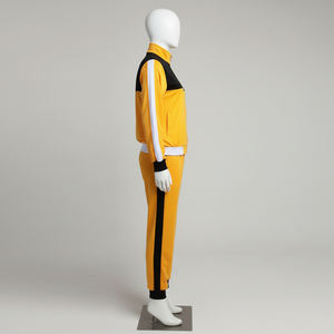 Ensemble de survêtement deux pièces pour femme en toile, coupe ajustée, avec boutons, vêtements de sport personnalisés, vente en gros - Product Image 3