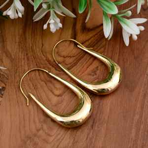 Bijoux de boucle d'oreille en forme de croissant de dôme, boucle d'oreille tendance bohème en laiton ethnique tribal de couleur dorée - Product Image 2