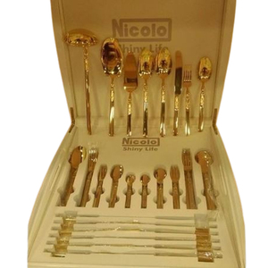 Ensembles de couverts en acier miroir couverts accessoires de table à manger ensemble de couverts de cuisine en métal aluminium durable - Product Image 1