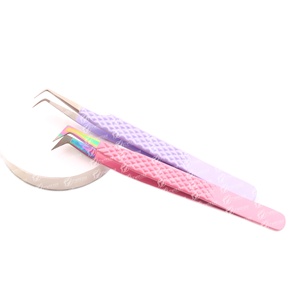 Pinzas de pestañas de volumen con agarre de diamante antimagnético ligeras, extensiones de pestañas de acero inoxidable probadas a mano, logotipo personalizado puntiagudo - Product Image 1