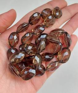 Perles de pierres précieuses en quartz fumé facetté de forme ovale, perles en vrac pour la fabrication de bijoux, qualité supérieure, certifiées IGI, toutes tailles - Product Image 1