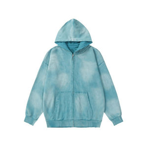 Sweat à capuche avec logo personnalisé 100% coton pour hommes Impression numérique de style délavé à l'acide avec fermeture éclair de haute qualité pour l'hiver - Product Image 2