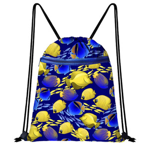 Ocean Style <b>Drawstring</b> Backpack <b>Large</b> Capacity Oxford Cloth Storage <b>Bag</b> with Dual Pockets - Product Image 4