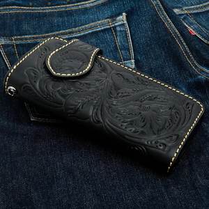 Portefeuille Long à chaîne pour motard, Mini chaîne, en cuir de vache, Logo personnalisé gaufré, Premium, - Product Image 5