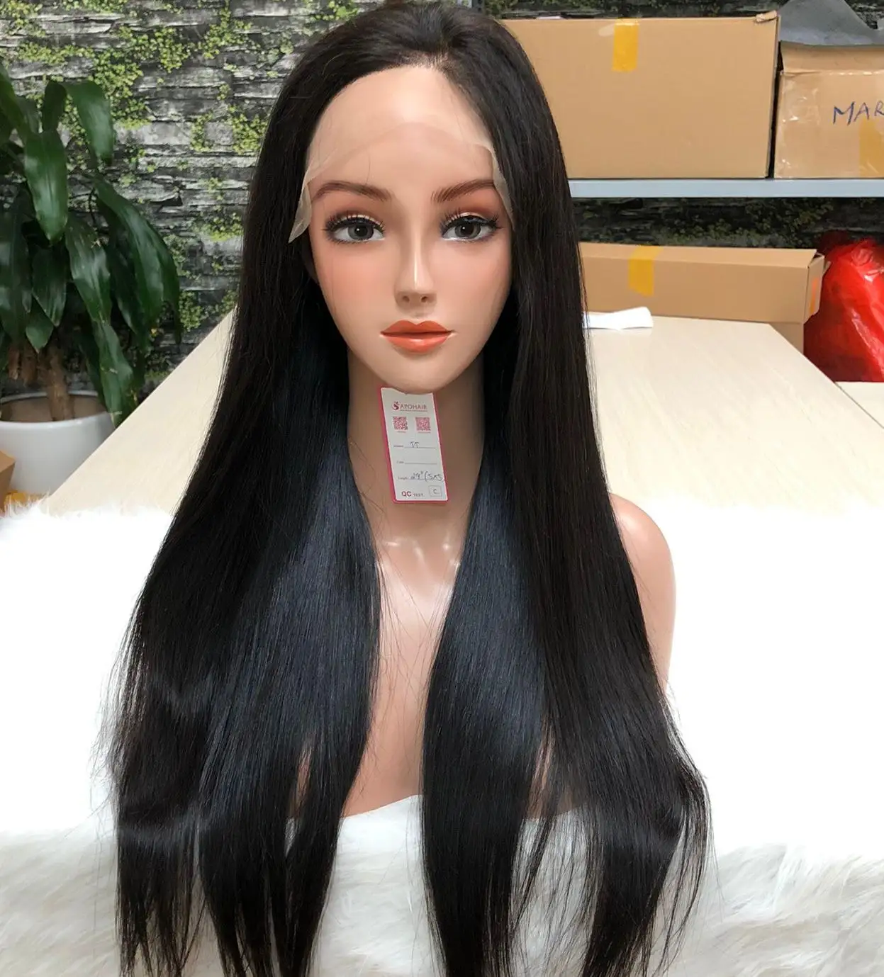 人毛ウィッグレースフロントウィッグ13*6キューティクル整列髪透明黒ベビー女性DHLウエスタンスイス