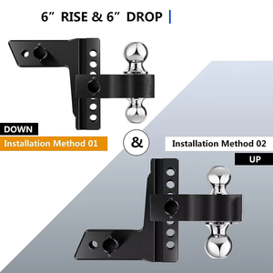 Attelage de remorque robuste en acier noir Vypart, réglable, avec récepteur à 2 et 2-5/16 billes, 6 points de montage de remorque (basse et haute) - Product Image 6