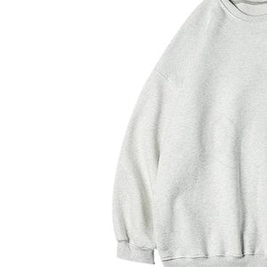 Sweat-shirt surdimensionné gris chiné pour homme, polaire épais, épaules tombantes, col rond, pull personnalisé avec logo imprimé à l'écran - Product Image 4
