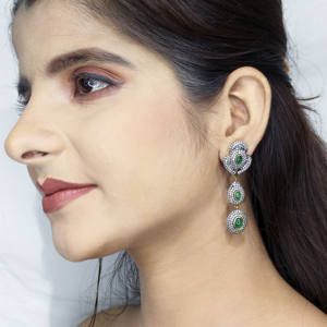 REYES lujo Real diamante victoriano pendientes hechos a mano 14K oro plata esterlina 925 Esmeralda piedra preciosa fiesta desgaste joyería de lujo - Product Image 6