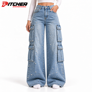 Jeans de Mezclilla de Pierna Ancha para Mujer al por Mayor, Estilo Vintage para Minoristas de Moda Contemporánea, Suministro de Marca Privada - Product Image 4