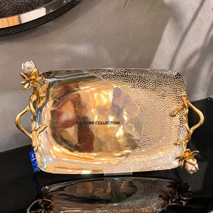 Accent de maison plaqué argent tendance fleur design poignée plateau de service multifonctionnel qualité supérieure excellent plateau à chocolat - Product Image 6