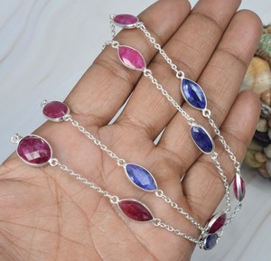 สร้อยคอพลอยทับทิมแท้ ดีไซน์เรียบหรู ชุบโรเดียม เงินแท้ 925 ของขวัญครบรอบที่ดีที่สุดสำหรับผู้หญิง เครื่องประดับแฟชั่น - Product Image 2