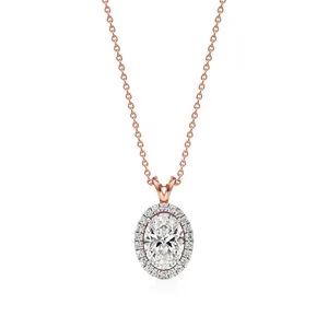 จี้เพชรรูปวงรีทรงโอเวอร์เล็ค - Product Image 1