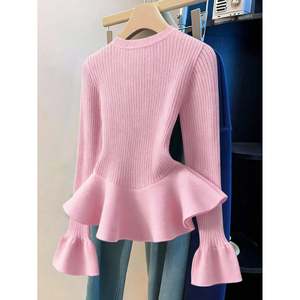 Pull en laine mérinos décontracté pour femme avec motif rayé - Haut respirant pour le printemps - Product Image 3