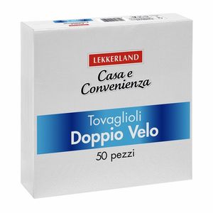 LEKKERLAND Serviettes de table jetables blanches 2 plis, 50 x 48 pièces, boîte, style mouchoir, en pâte de bois vierge - Product Image 1