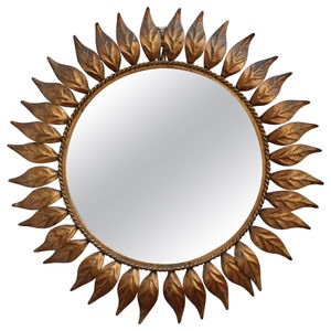 Leaves Design Metal <b>Wall</b> <b>Mirror</b> Antique Gold Finished for Home Bed Room Decorative Round Shape <b>Hanging</b> <b>Wall</b> <b>Mirror</b> - Product Image 1