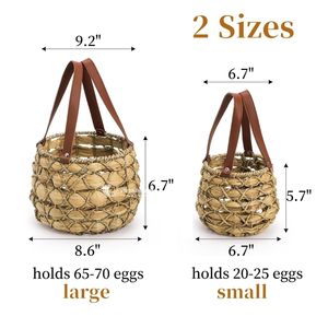Cesta Ovalada de Mimbre Estilo Rústico con Asa para Recoger Huevos, Cesta de Fibra Natural Hecha a Mano al por Mayor - Product Image 6