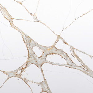 Losas de piedra de cuarzo Calacatta blanco Artificial de alta calidad personalizadas de fábrica para encimera de cocina encimera de tocador - Product Image 4