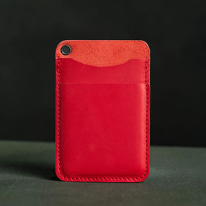 Porte-cartes en cuir véritable fait à la main de qualité supérieure avec des bords polis organisateur de portefeuille mince pour les cartes de voyage HLC-0091 - Product Image 1