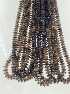 Cuentas Rondelle de disco de corte alemán facetado de cuarzo ahumado Natural de 7-8mm, hebra de 14 pulgadas para collar, pulsera - Product Image 6