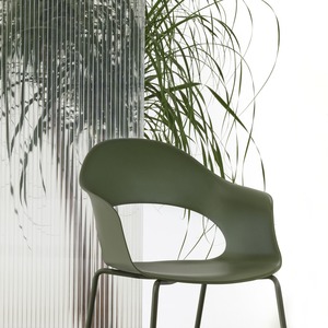 Stackable Armchair Certified Recycled Polymer <b>Shell</b> Painted Metal 4-Leg Frame Indoor Outdoor Restaurant Cafe <b>Chair</b> Made in Italy - Product Image 6