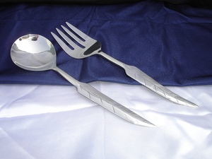 Ensemble de serveurs à salade en acier inoxydable poli brillant/poli mat de haute qualité, ustensiles de cuisine de Style moderne - Product Image 3