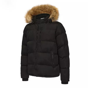 Blouson matelassé surdimensionné personnalisable avec col montant, style streetwear, séchage rapide, 100% coton, vêtement d'extérieur d'hiver - Product Image 1