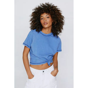 ACID WASH BURNOUT <b>TSHIRT</b> CURVY SOLID COLORED T-SHIRT Standard Fit Acid Wash T Shirt - Product Image 2