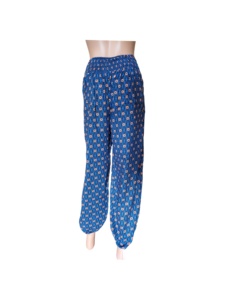 <b>Women's</b> Cotton Printed Summer Casual Flare <b>Trousers</b> Comfortable Elastic Mid Waist Baggy Design XL Flat Front Washed Breathable - Product Image 2