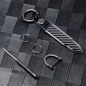 Factory Custom Logo Carbon Fiber Keychain Decorate Key Protector Cover Key Ring Accessories