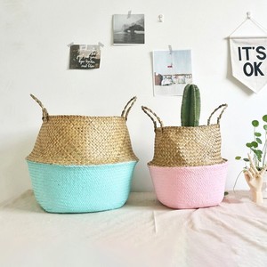 Accessoire de chambre à coucher organisateur de stockage en fibre d'herbe de mer naturelle panier de ventre en jonc de mer pliable en gros - Product Image 3