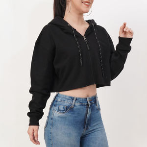 Sudadera Corta con Capucha para Mujer, Estilo Único, Fabricante OEM, Sudadera Corta con Cremallera para Mujer Adulta - Product Image 2