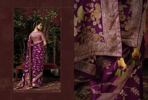 Royal and Rich Dola Silk Multi Color Mujer Listo para usar Saree con Zari Weaving Designer Pallu Attached Heavy Tussles - Product Image 5