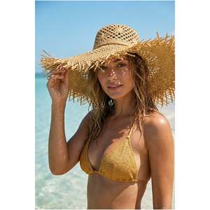 หมวกฟางสีน้ำตาล ปีกกว้าง แต่งพู่ หมวกฤดูร้อน HSR2119 - HSR2119-CAMEL - Product Image 2