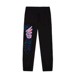 Pantalon décontracté élégant en molleton noir 200 GSM Streetwear motifs imprimés sur tout l'écran fermeture à la taille élastique - Product Image 2