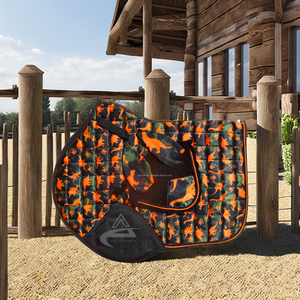 Almohadilla de montura ecuestre para salto con diseño de animales, gorros a juego, estampado personalizado, tela de poliéster y polialgodón - Product Image 2