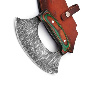 Cuchillo Ulu de Acero de Damasco, Forjado a Mano, Hoja de Espiga Completa, para Diestros, con Mango de Madera, Apto para Lavavajillas, para Tareas Diarias de Cocina - Product Image 5