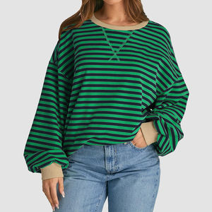 เสื้อสเวตเชิ้ตแขนลายทางแฟชั่นสำหรับผู้หญิง ขายส่ง เสื้อกันหนาวผ้าฟลีซอุ่นสบาย สไตล์ลำลอง สีพื้น ผ้าถัก แบบมีฮู้ดสำหรับผู้หญิง - Product Image 3