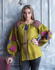 Blusa de algodón con manga de globo bordada para mujer, blusa Sexy de estilo ucraniano para fiesta - Product Image 2