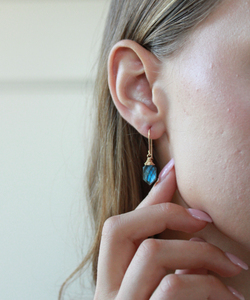 Labradorite avec feu collier géométrique ensemble de boucles d'oreilles pierres précieuses colliers filaires Boho argent plaqué or colliers pendentifs faits main - Product Image 6