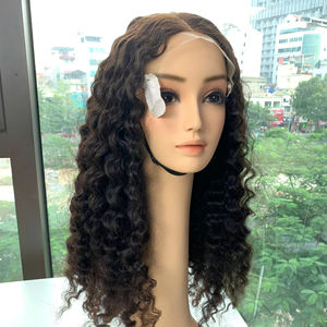 Vente en gros Raw Virgin SDD Long Curly Vietnamien Cheveux Bruts Fermeture Perruque Noir Brun Couleur - Product Image 1