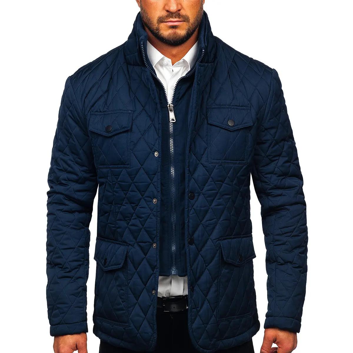 Wholesale OEM Custom Logo Nylon Long Black Winter Quilted Jacket Bubble Coat Men Puffer Jackets Jacket For Men 2022