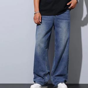 Pantalons en jean surdimensionnés de style décontracté vintage pour hommes, vente en gros sur mesure, taille élastique, doublure en polaire, respirant, léger - Product Image 2