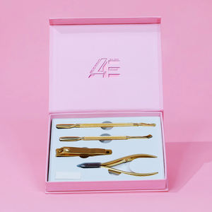 GOLD BOX KIT 4 Pcs Premium Professional Stainless Steel Manucure Set HOT SELLING Fall-less Nails Dual-End Cuticle Pushers - Product Image 1