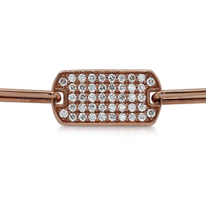 Pulsera de cadena de eslabones de cable pavé de diamante redondo Trg de perro chapado en oro rosa real sólido de 14K para joyería de moda para mujer - Product Image 1