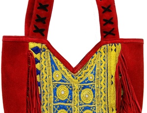 Bolso de mano bohemio de cuero grande con flecos Bolso de hombro de tela Vintage para Festival bohemio - Product Image 5
