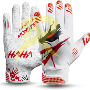 Guantes de Receptor de Fútbol Americano Profesionales para Adultos y Niños, Diseño de Logotipo Personalizado, Hechos de Cuero con Agarre de Silicona - Product Image 4