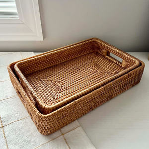 Plateau en rotin naturel fait main pour la décoration de la maison, plateau de service le plus vendu fabriqué au Vietnam au meilleur prix - Product Image 6