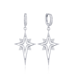 Boucles d'oreilles pendantes en pierre de Zircon de conception unique d'étoile du nord bijoux turcs en argent Sterling 925 faits à la main en gros - Product Image 4
