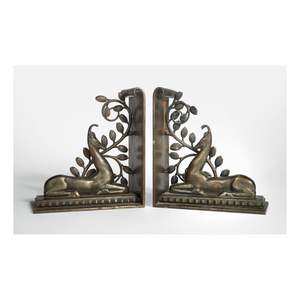 Sujetalibros modernos de bloque ondulado en metal pulido dorado y plateado - Product Image 1